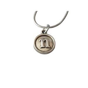 Initial N pendant on 18" Silver Plated Snake Chain Necklace NWOT